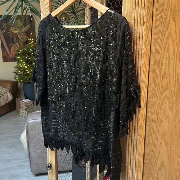 VIntage Swee Lo Sequin Beaded Silk Blouse - Picture 10 of 12